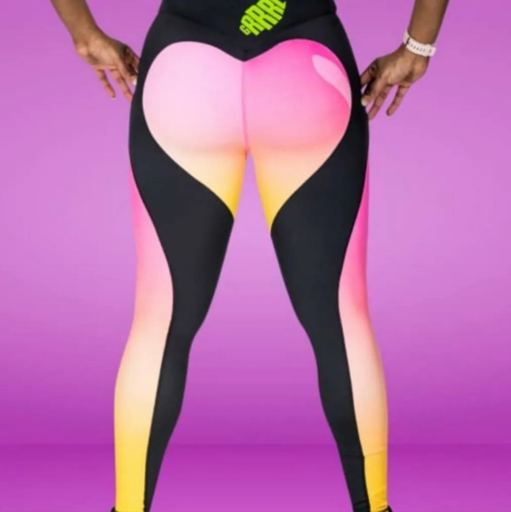 NWT Grrrl Peach Heartbreak Next Level Women's Leggings Size Amanda/Heather